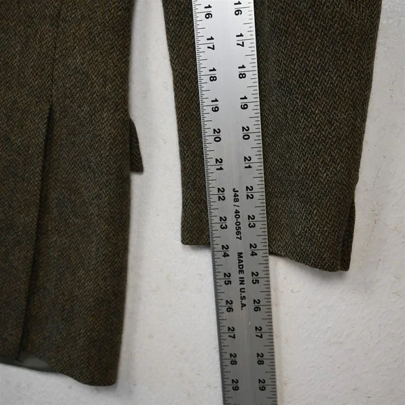 Vtg Polo Ralph Lauren 42R Green Herringbone Tweed 3 Roll 2 Blazer Sport Coat